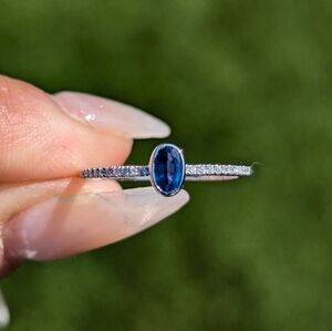 14K White Gold Sapphire and Diamond Ring